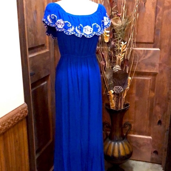 Flying Tomato Electric Royal Blue Embroidered Maxi - Picture 7 of 7
